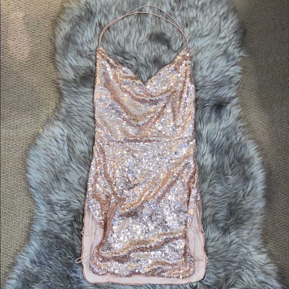 Rose gold sequin dress